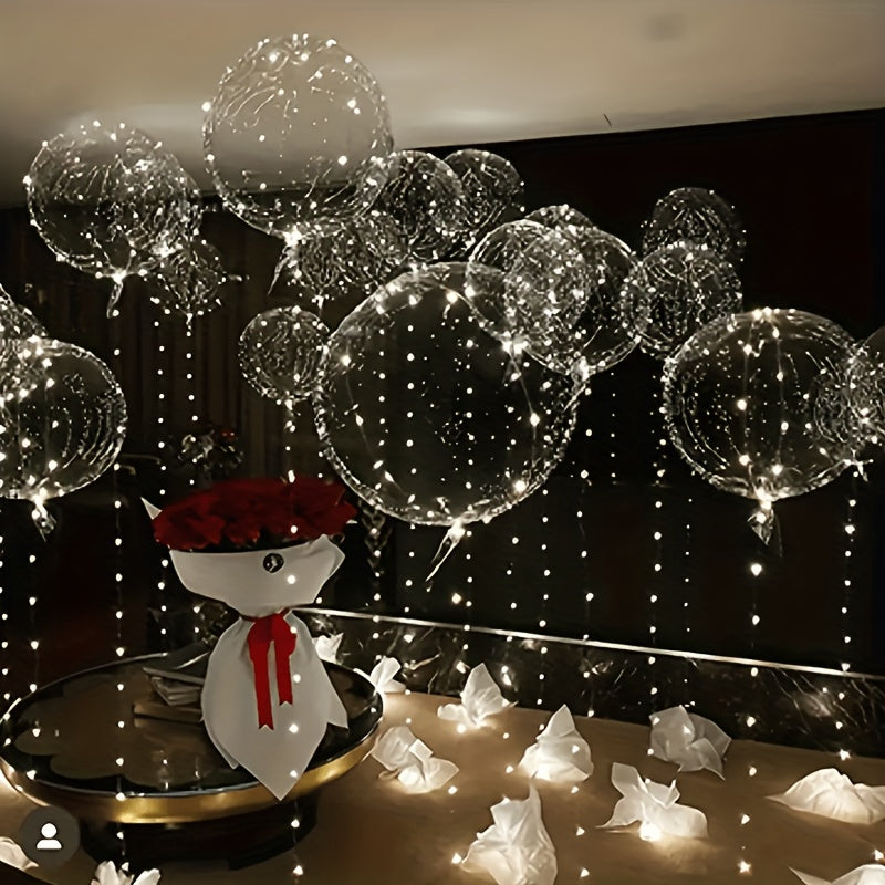 40 Sets Containing 20 Balloons And 20 LED Lights, Perfect for Creating Glowing Bubble Balloons. These LED Bubbles Are by 2 AA Batteries (Not Included) And Helium. Ideal for Decorating Birthday Parties, Weddings, Romantic Occa