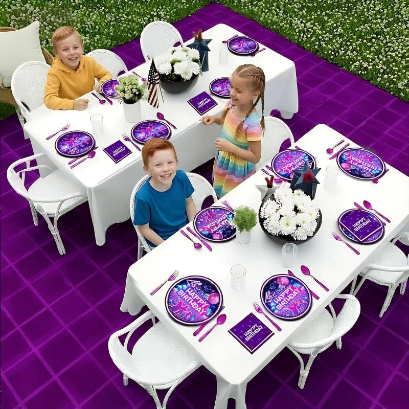 168pcs Kpop Birthday Decorations | K Party Plates, Napkins, Cups, Knives, Forks, Spoons - Party Decorations, Serve 24, No Needed