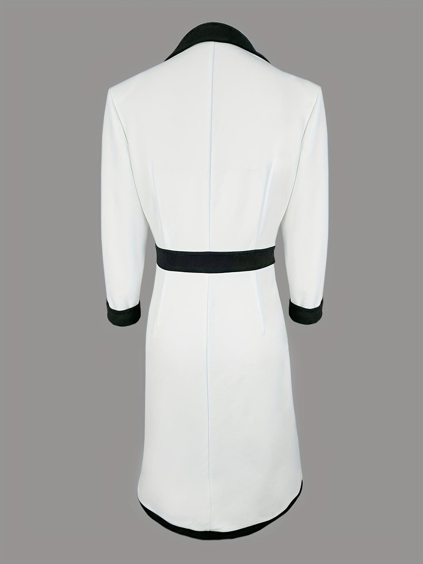Women's Elegant French A-Line Dress - High-Waisted Black & White Dress with Short/long Sleeve Options, Machine Washable Wedding Guest Gown for Fall/Winter Parties, Prom, and Special Occasions