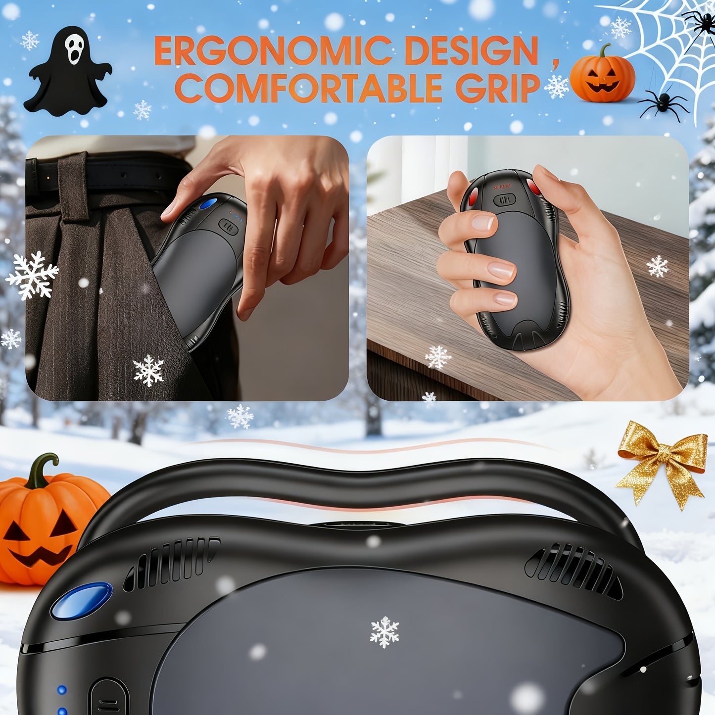 Double Sided Heating 2-in-1 Magnetic Suction Hand Warmer, 3-speed Temperature Control Adjustment, Essential For Skiing, Camping, And Mountaineering, Winter Hand Warmer, Travel Essentials, Winter Accessories, Portable Heater