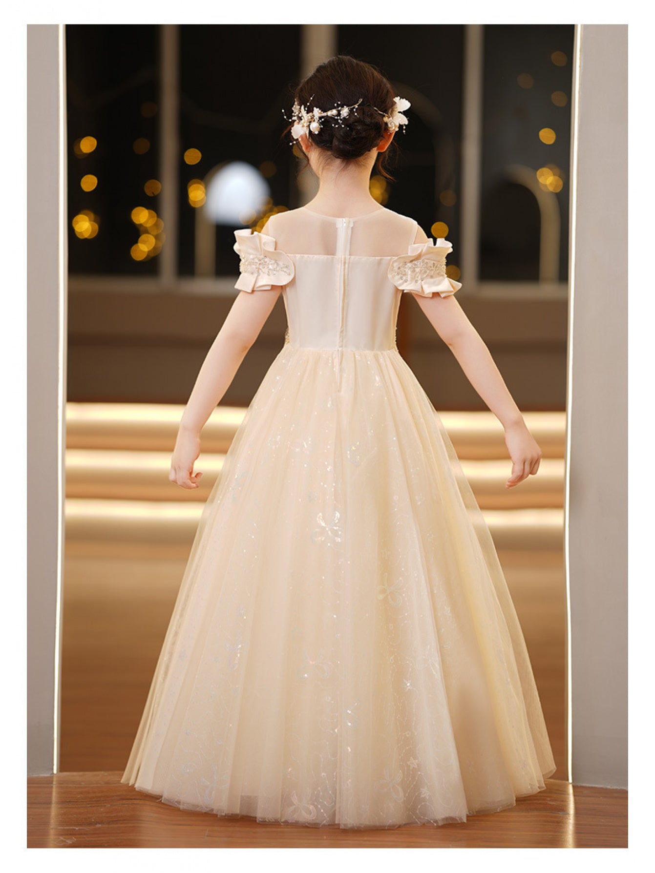 Girls Formal Princess Catwalk Dress Luxury Long Wedding Dress Special Occasions
