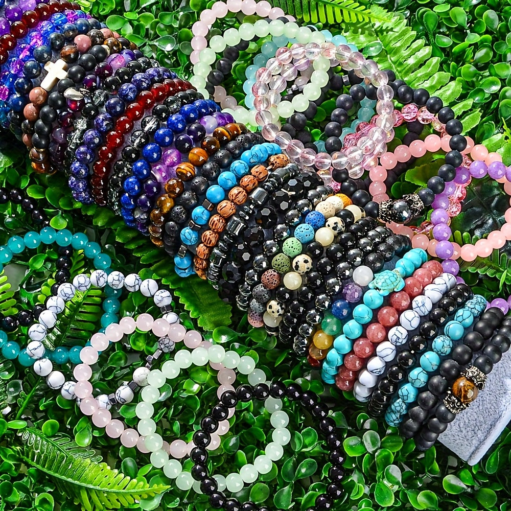 Bohemian Glass Beaded Bracelet 50pcs Set for Men and Women