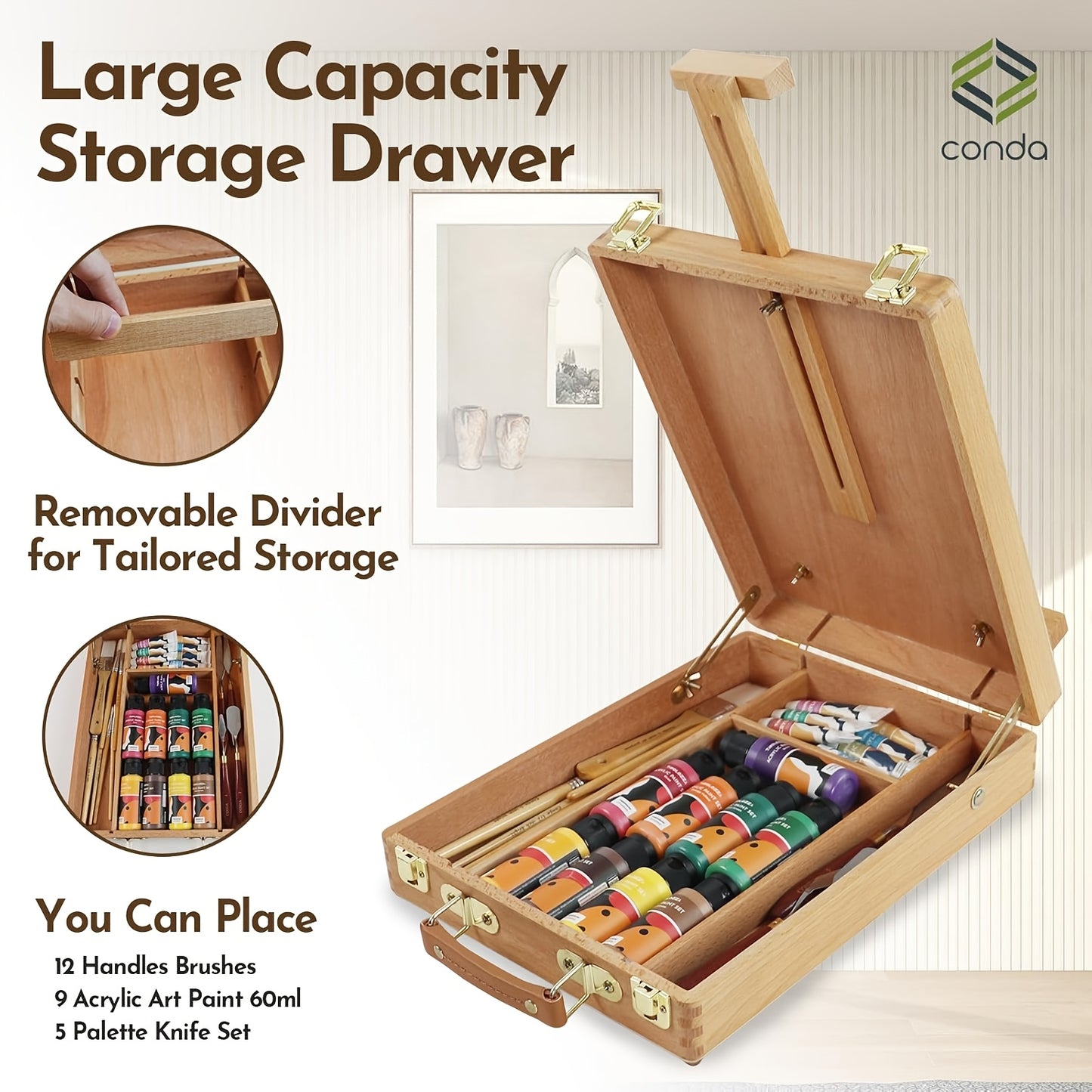 Beechwood Adjustable Easel Stand For Painting And Sketching