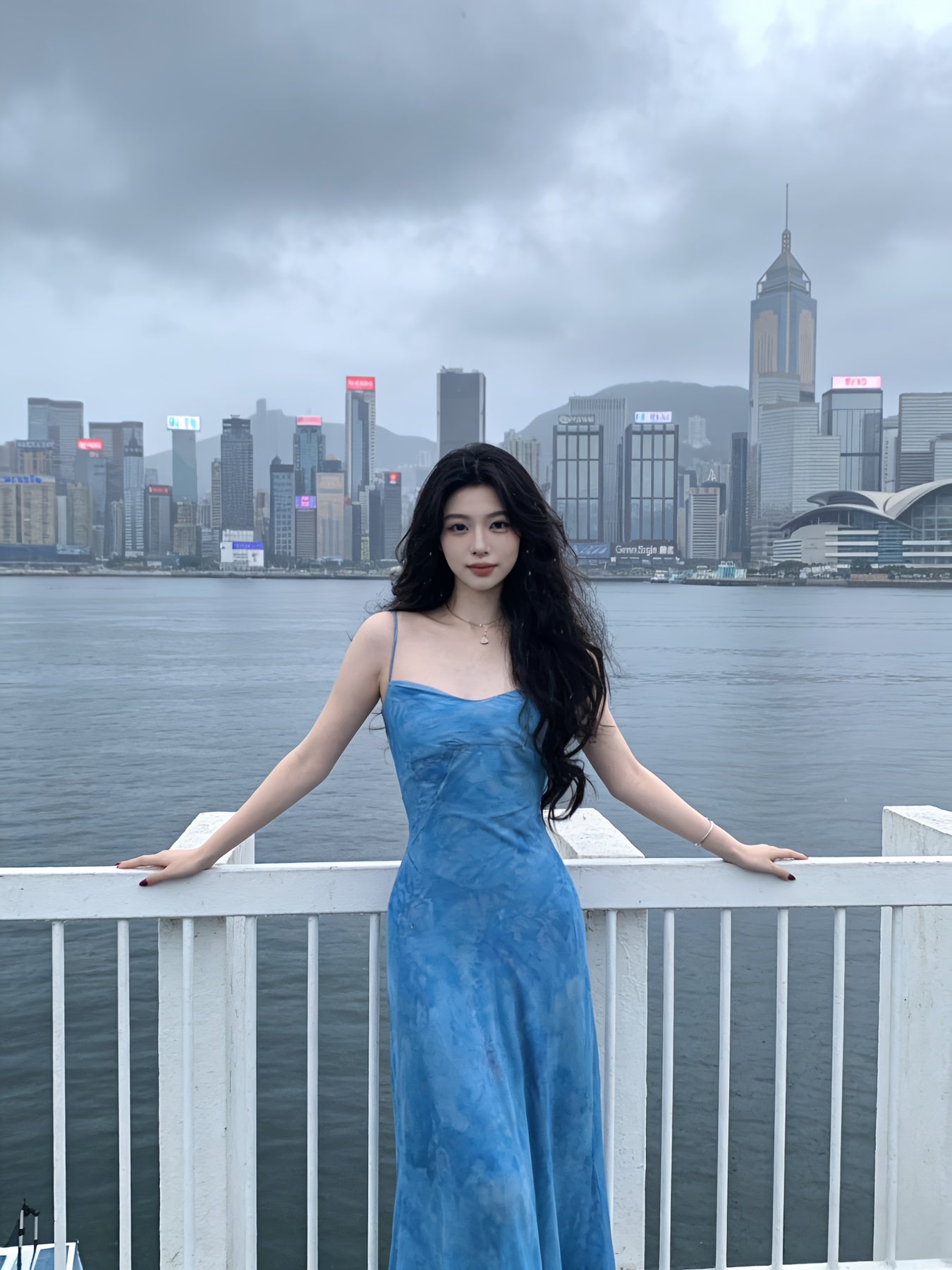 Women's Summer Gorgeous Blue Floral Halter Dress, Elegant Waist-Cinched Slim-Fit Beach Vacation Style