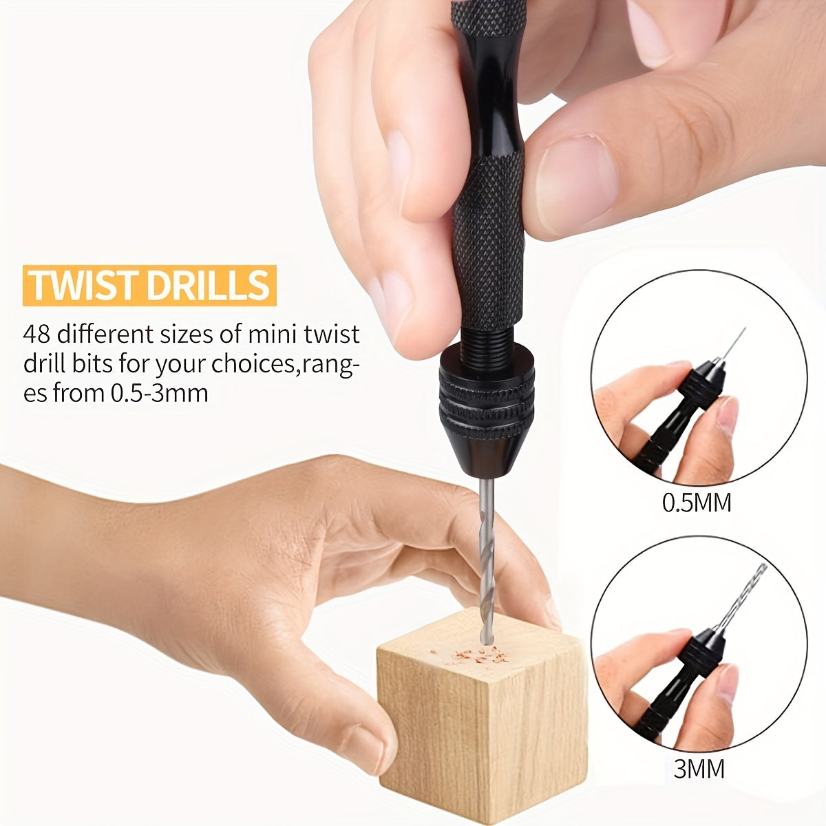 60Pcs Alloy Needle Vise Hand Drill Set With Mini Twist Drill Bits For Jewelry Crafts Woodworking