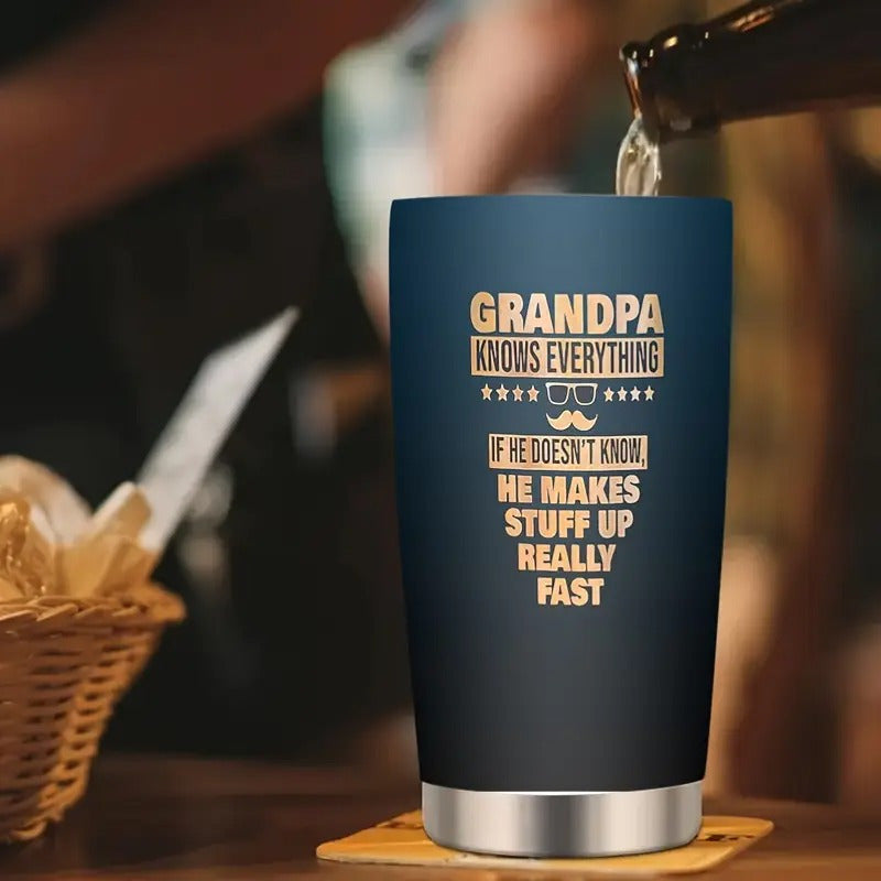 Funny Grandpa Retirement Birthday Gift Insulated Stainless Steel Travel Mug for Seniors Perfect Gag Present for Grandpas