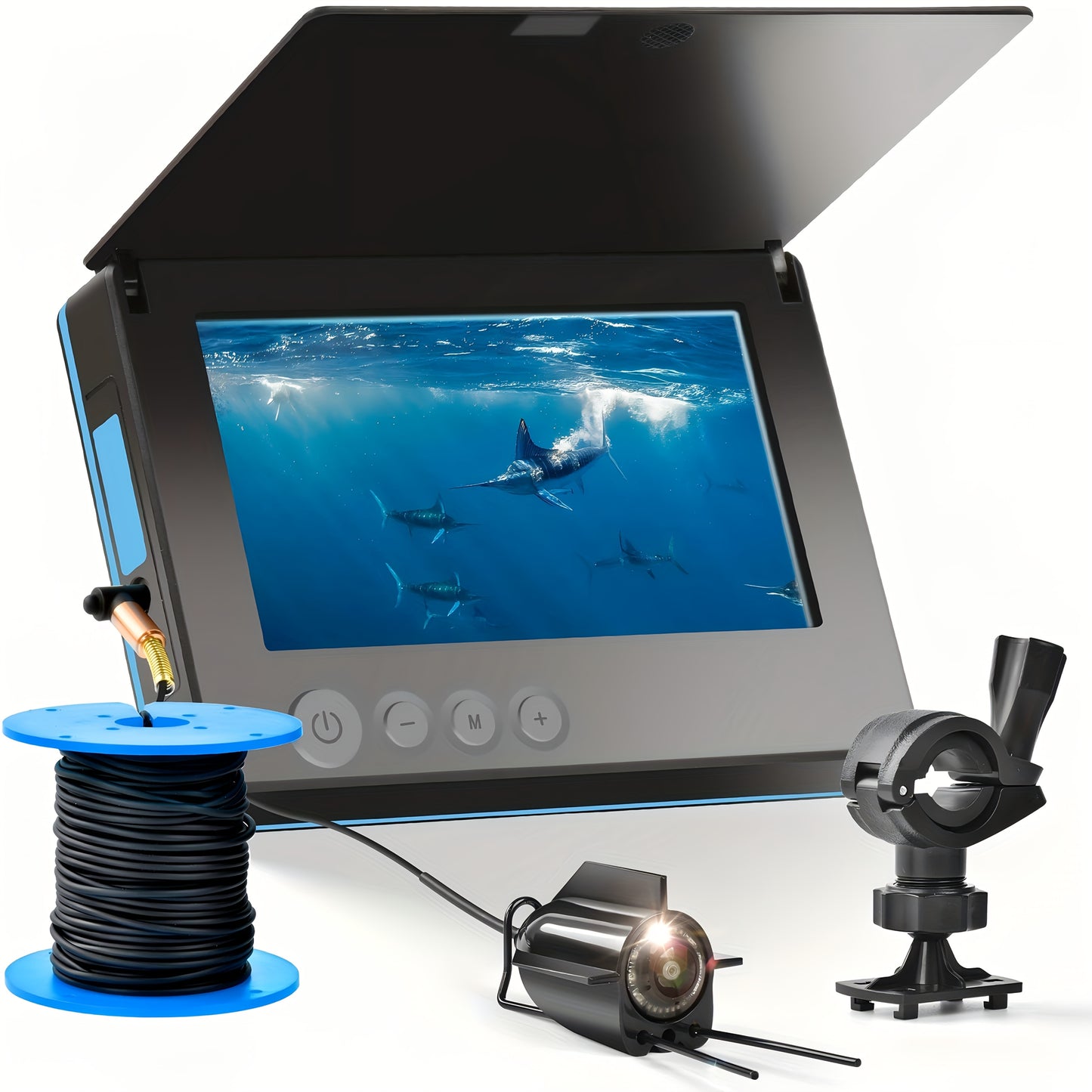 Latest Upgraded Version 4.3-inch Single-sided Screen Shielded Fishing Viewing Set, Fish Finder, HD Underwater Camera, Underwater Fishing Tool, 140° Wide-angle Lens, Fish-attracting Light, Perfect for Fishing Enthusiasts, Bir
