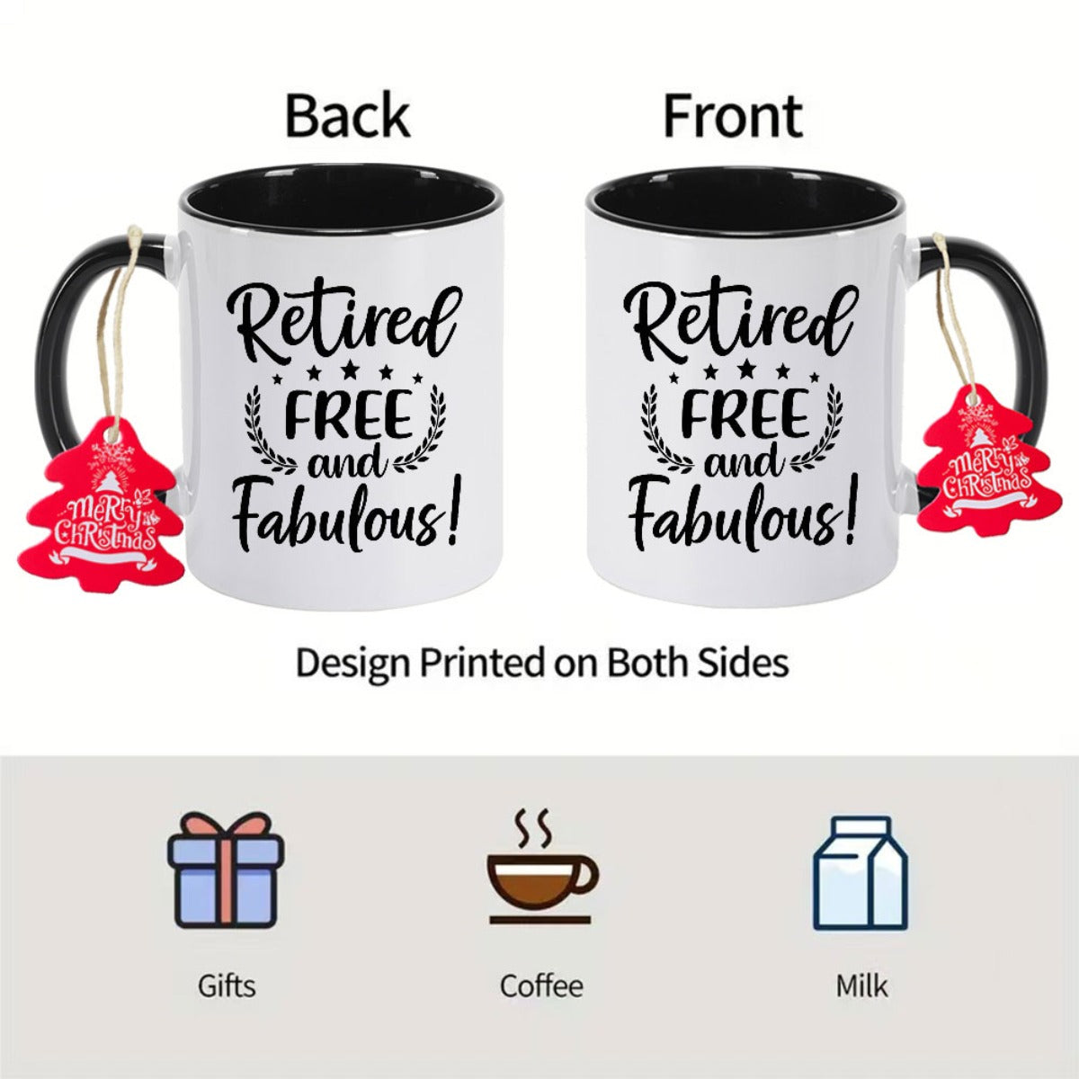 Funny Retirement Coffee Mug with "Retired Free and Fabulous!" Design - Ceramic Cup for Office Workers, Christmas, Halloween, Birthday, Thanksgiving Gifts - Hand Wash Only