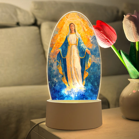 Virgin Mary Night Light USB Powered LED Religious Tabletop Decor