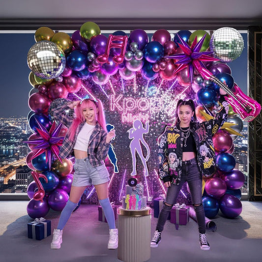 151pcs Disco Balloon Wreath Arch Set | Metal Disco Party, Exploding Star, 4D Ball, Galaxy K-pop Music Theme, Birthday, New Year, Prom Decoration, Emulsion Material, Mixed Colors