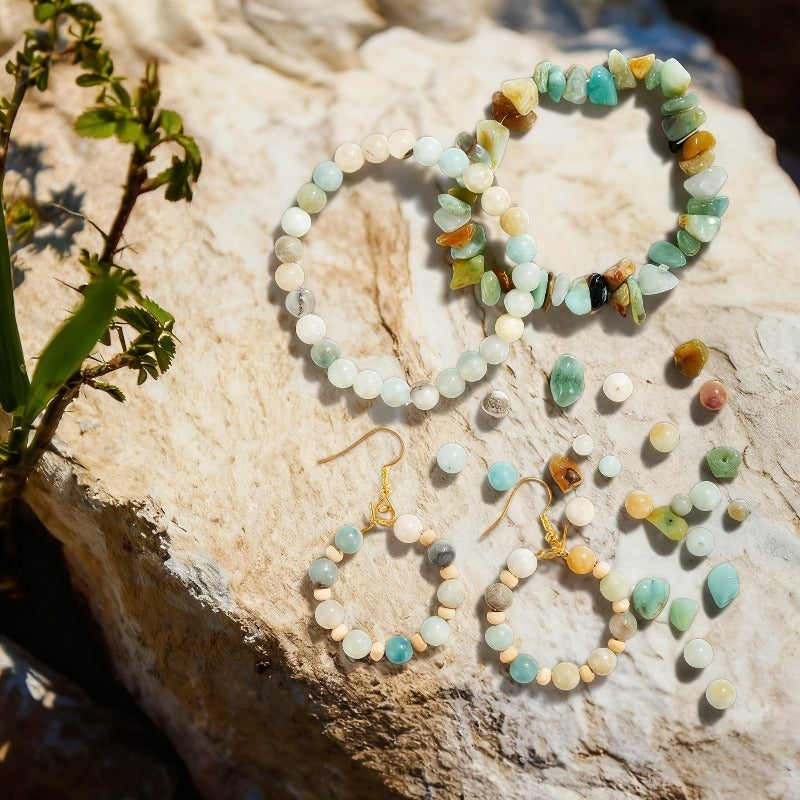 1562pcs/1 Pack of Natural Stone Bead Bracelet Jewelry Making Kit - Natural Stones, Faux Pearls, And Wooden Beads, Paired with Golden Metal | Bohemian Style Handmade Bracelet And Earring Materials, Perfect Handmade Gift for Wo