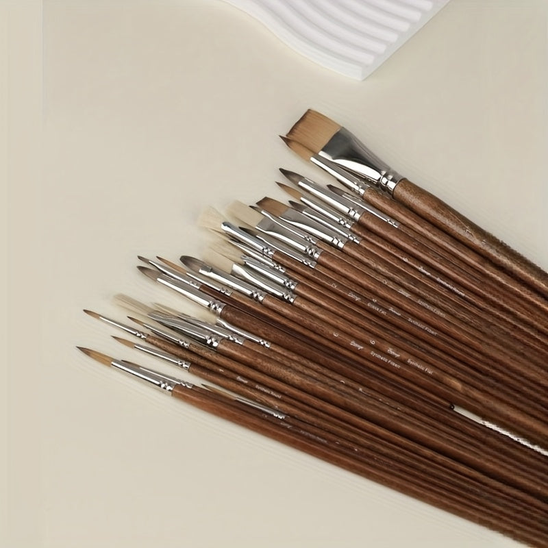 Multi Spec Paint Brush Set With Palette Knives Zipper Case