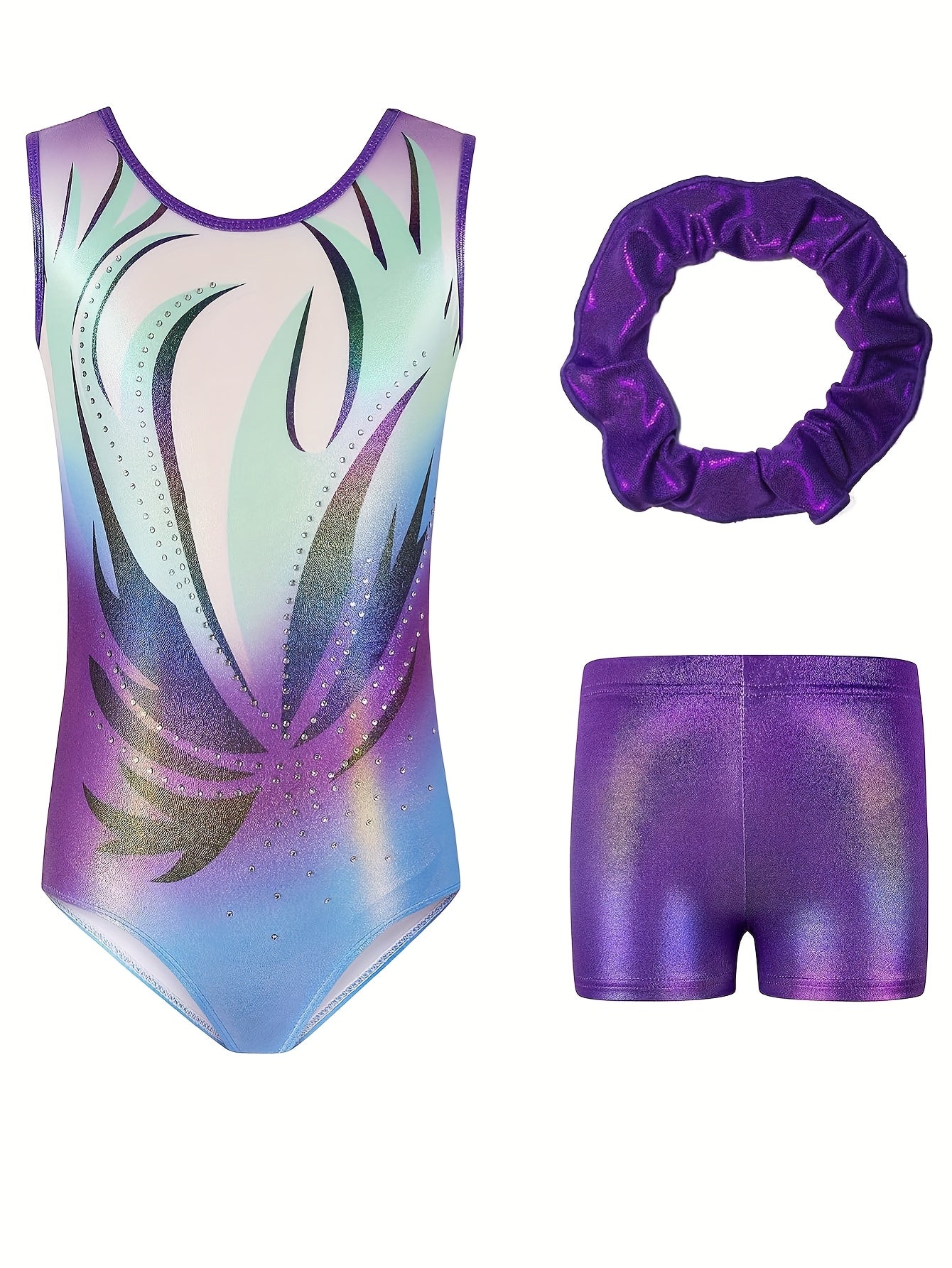 Gymnastics Leotards for Girls with Shorts Sleeveless Sparkly Unitards Biketards Dance Shorts Ballet  Activewear for Dance & Gymnastics Training - Perfect for Parties & Sports Events, Performance Wear, Durable Construction, Co