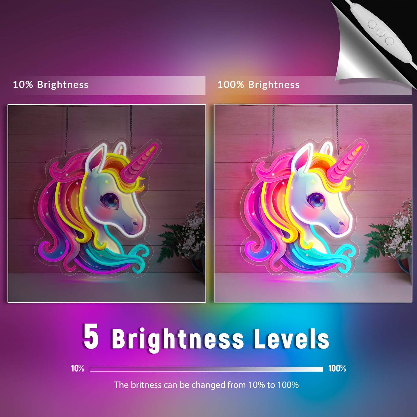 Unicorn Neon Light, Wall Decoration LED Light, Easy Installation, Dimmable, USB Powered, Suitable for Bedroom, Classroom, Party, Selected Gift, Holiday Lights, Warm Lights, Holiday Parties