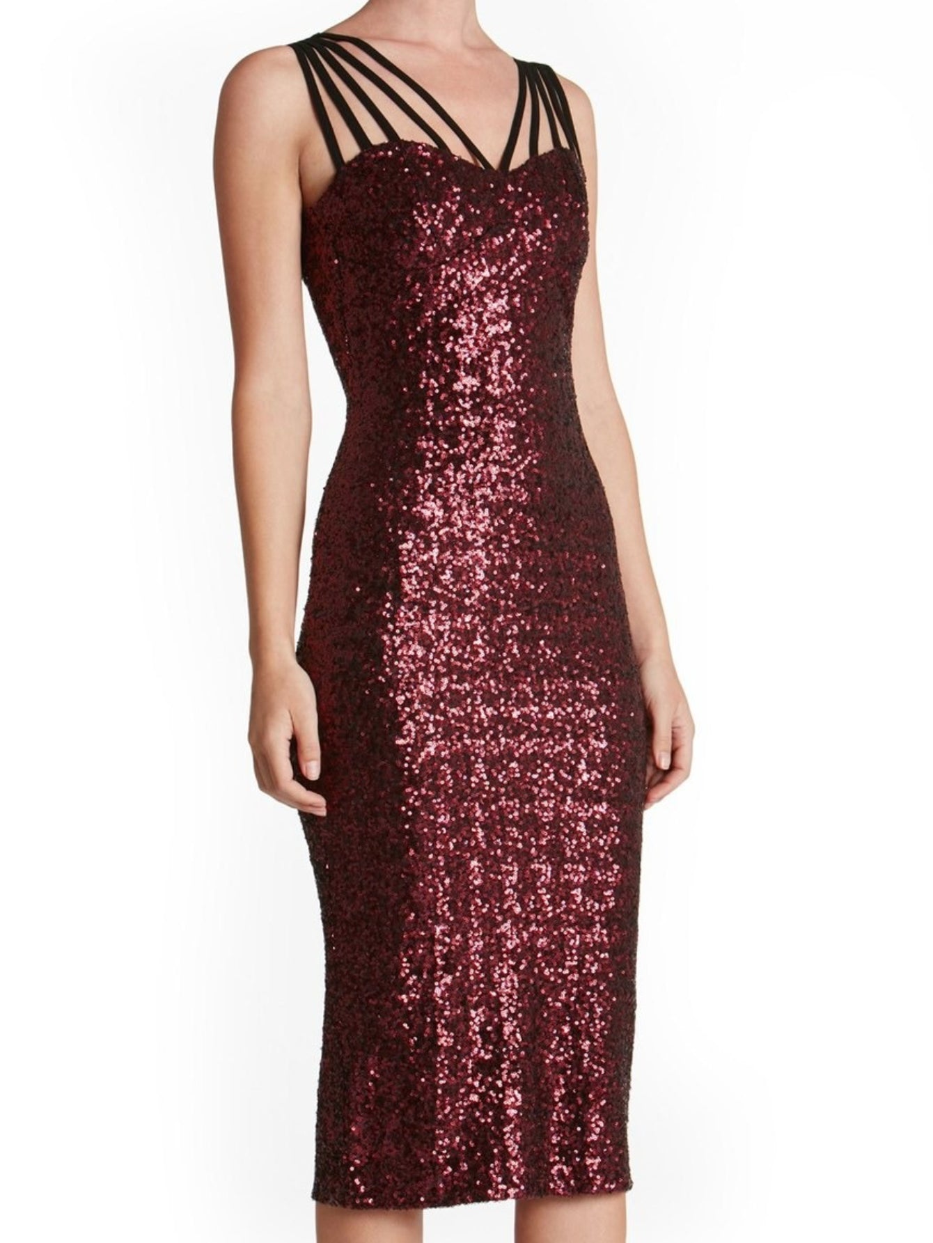 HERTALK Evening Dress for Women | Sexy, Backless Dress with Sequins and Straps, V-Neck, Long Sleeve, Belted, Long Length