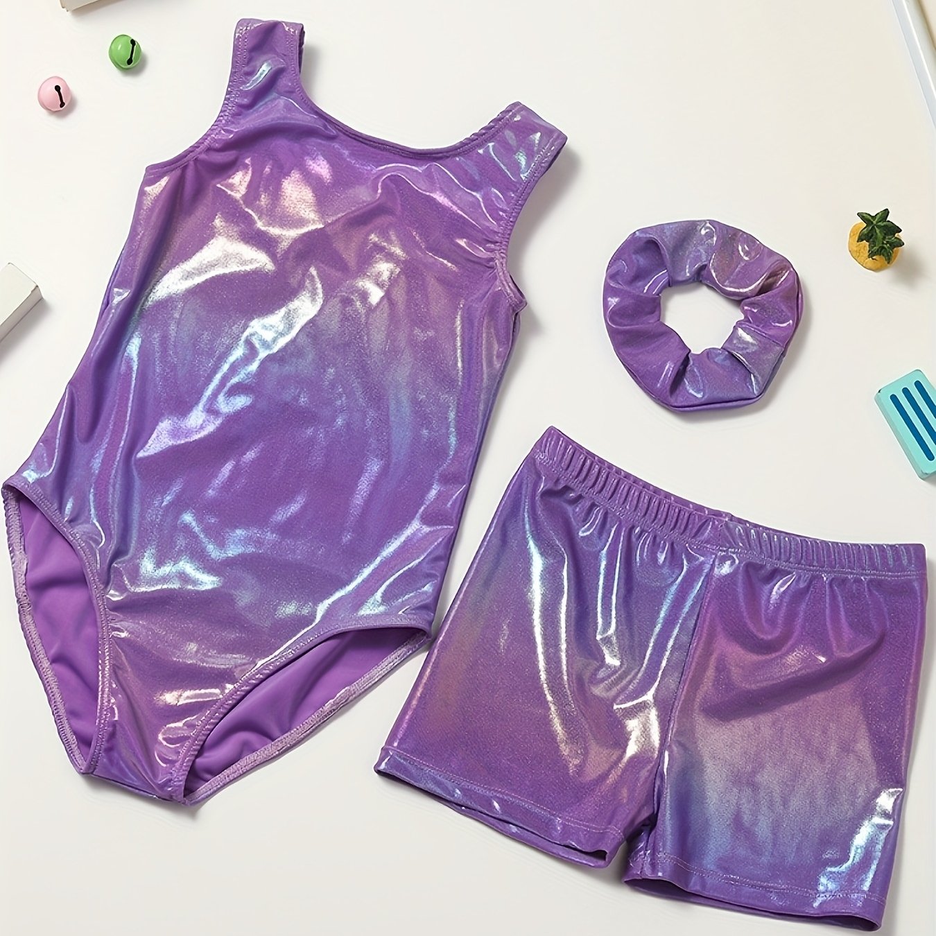 Girls Gymnastics Bodysuit Set With Shorts And Headwear Outdoor
