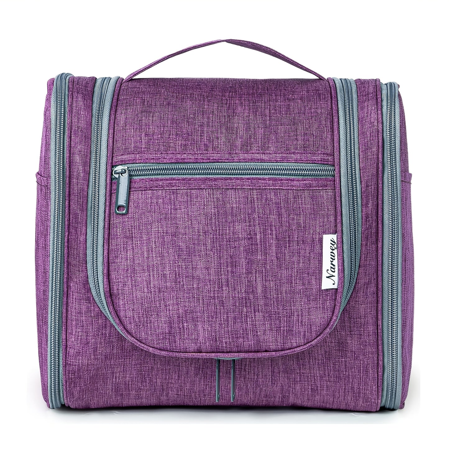Women's Large Capacity Hanging Toiletry Bag - Travel Cosmetic Organizer with Hanging Hook & Top Handle, Zipper Closure, Lightweight Makeup Case with Multiple Compartments - Elegant Purple, Airport Approved for Carry-On Luggag