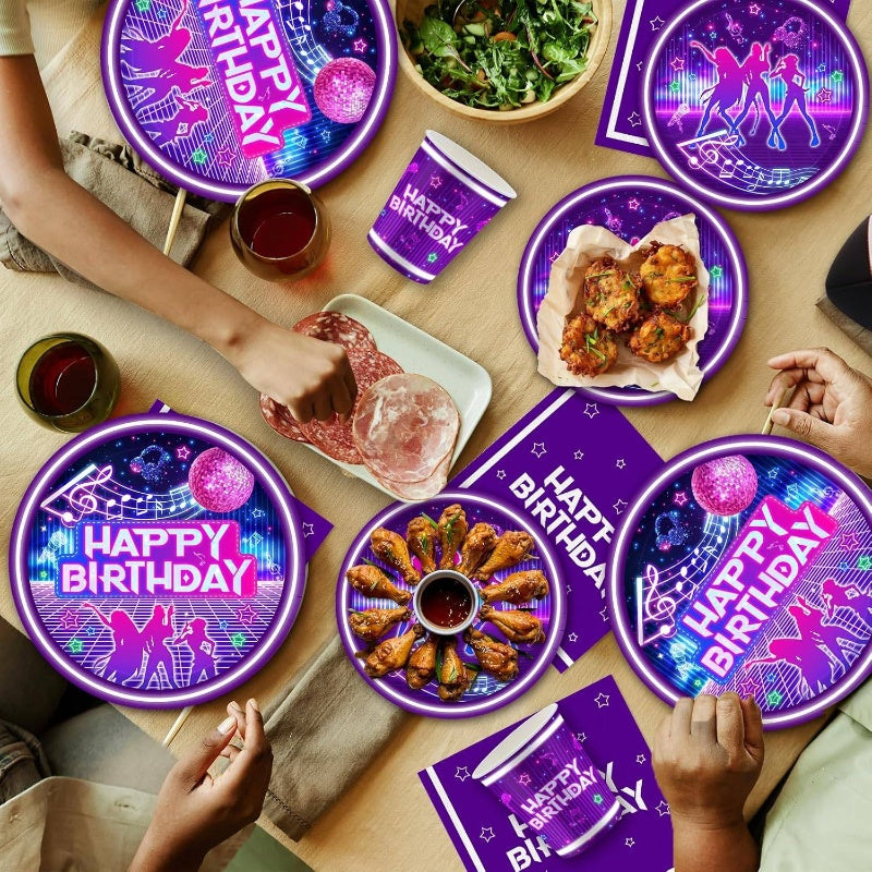 168pcs Kpop Birthday Decorations | K Party Plates, Napkins, Cups, Knives, Forks, Spoons - Party Decorations, Serve 24, No Needed