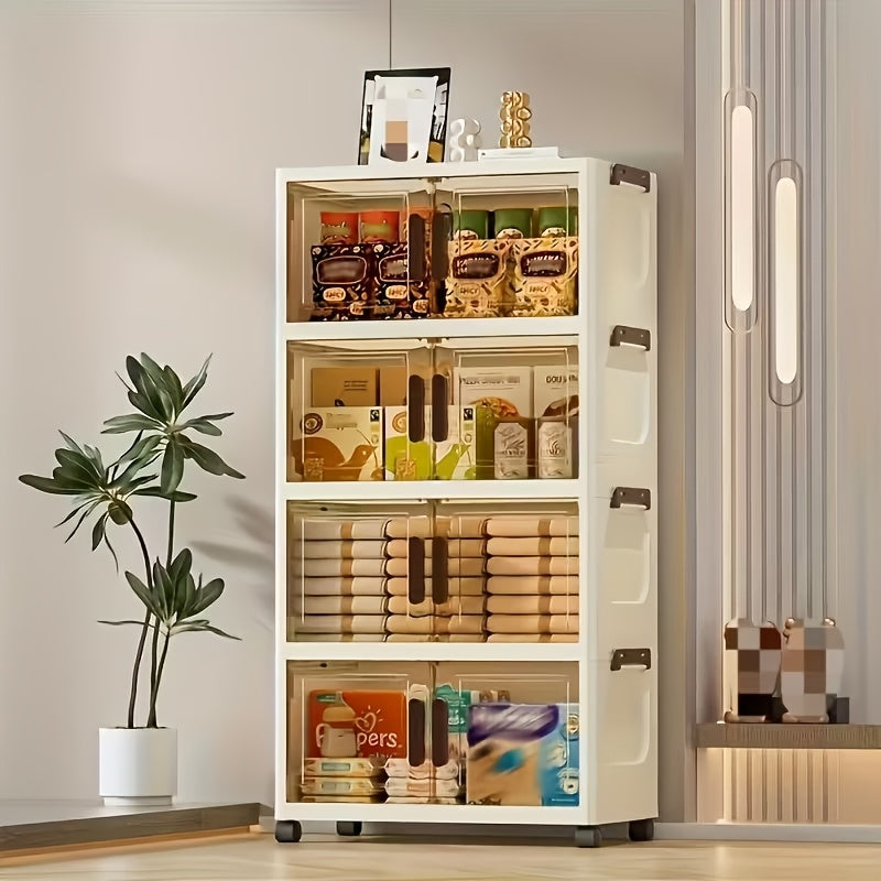 3-4-5 Layer Folding Storage Cabinet With Lid And Wheels
