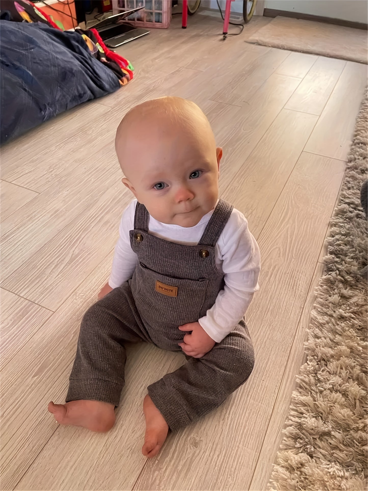 KUKITTY Infant Boy Overalls Jumpsuit With Pocket