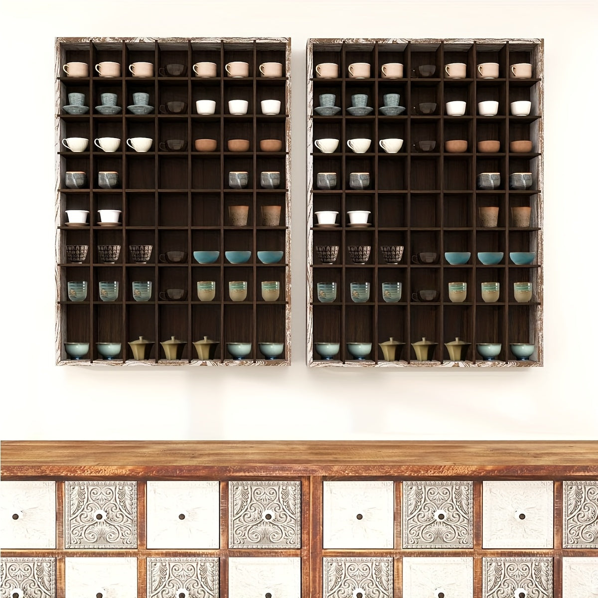 Nisorpa Wall Mounted Display Cases for Shot Glasses 56 Slots