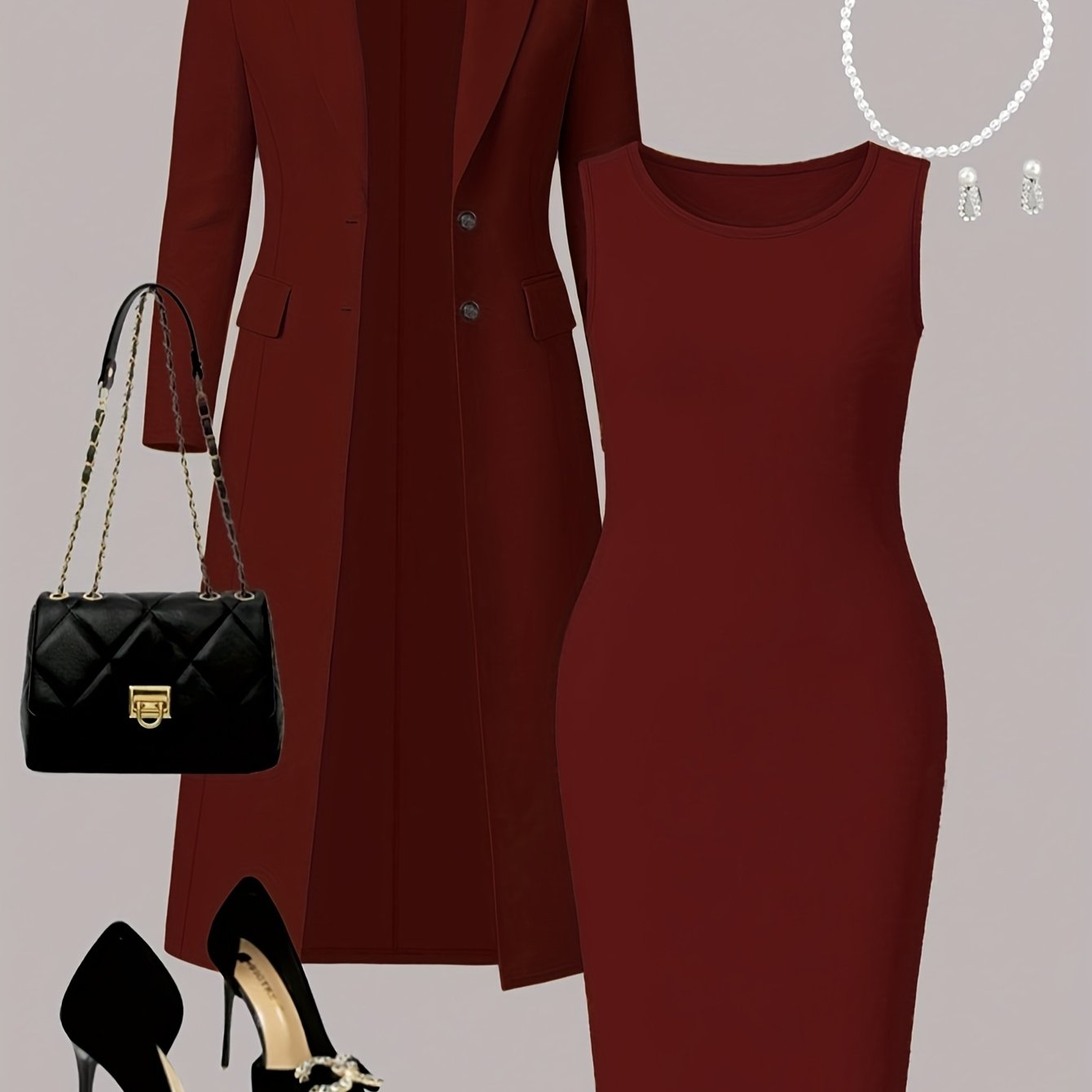 2 Piece Women's Suit Set With Lapel Trench Vest And Skirt For Autumn Winter Office Wear And Evening Occasions