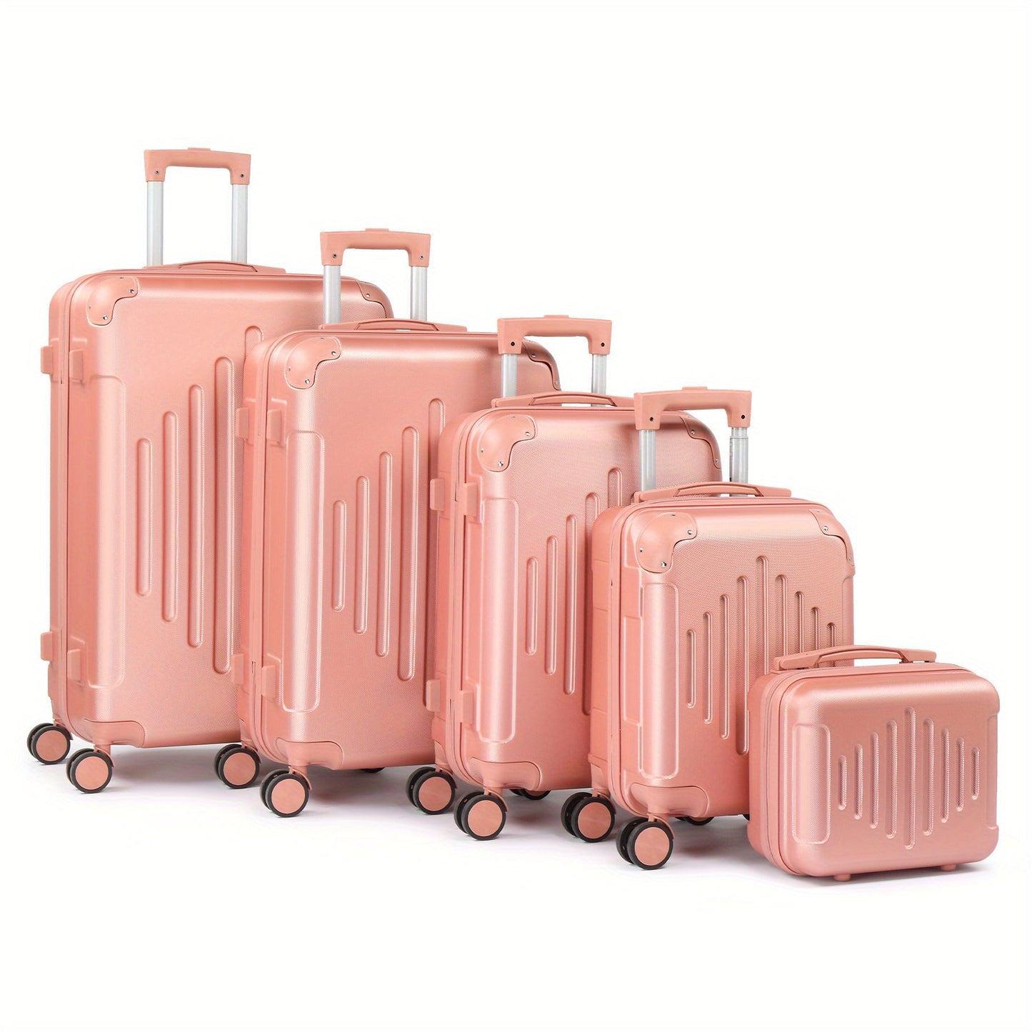 AUTOFOREVER Rose Golden ABS Trolley Case 12 16 20 24 28 Inch With Spinner Wheels And Combination Lock