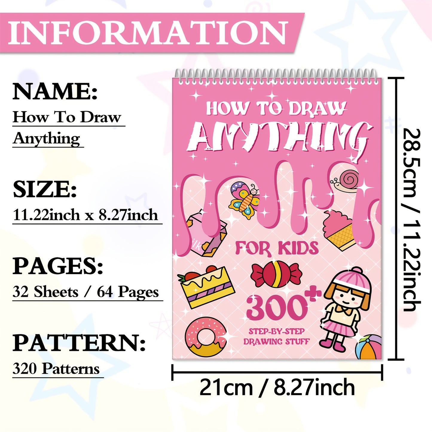 Kids Drawing Sketchbook - How to Draw Anything for Children Ages 3-6, 300+ Step-by-Step Drawing Lessons, Creative Art Projects, Cartoon Characters & Animals, Durable Art Paper, with Educational Activity Book for Preschool & K