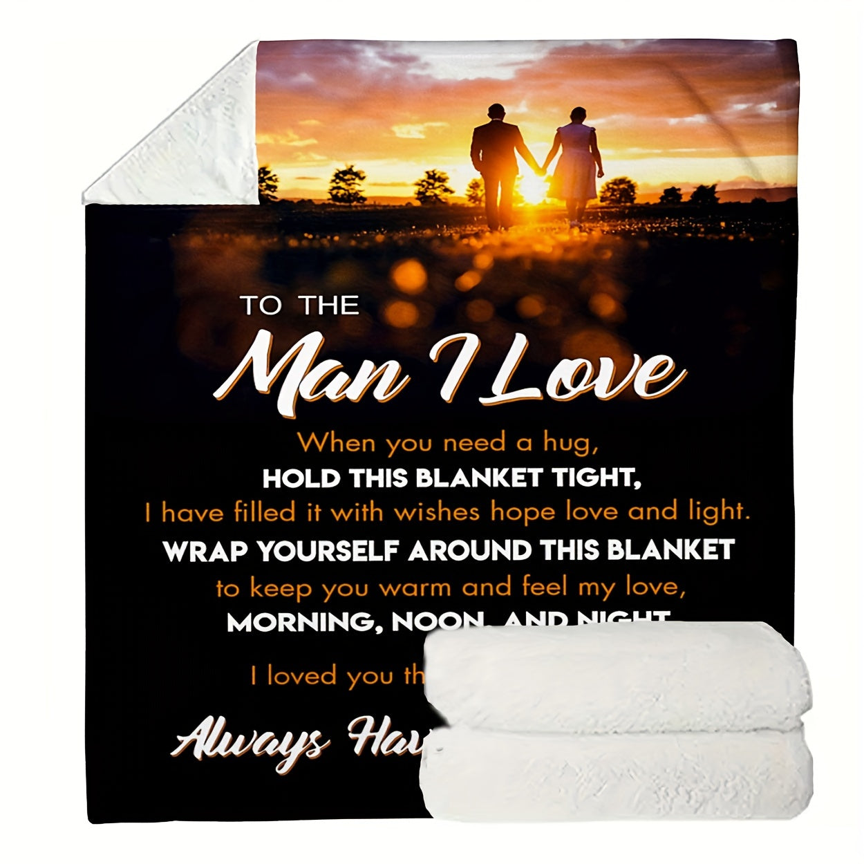1pc Husband Gift Blanket | I Love You Valentine'S Day & Birthday Present, Cozy All-Season Throw with Romantic Couple Design, Perfect for Husbands & Boyfriends, Polyester Flannel