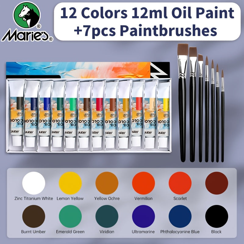 Maries Oil Paint Set With 24 18 12 Color Tubes And Brushes