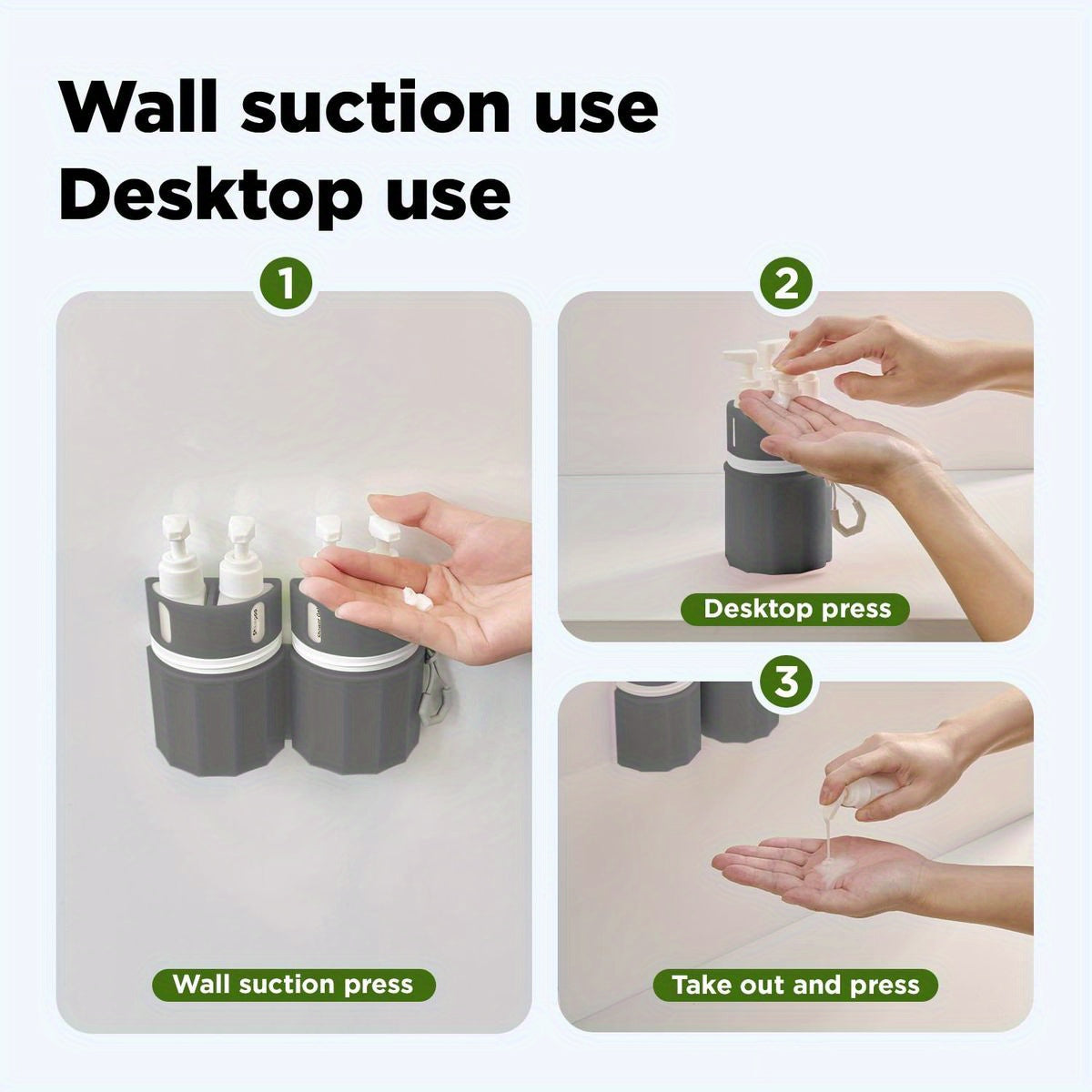 YOTIME 4in1 Travel Bottles Set, Vacuum Suction Cup for Smooth Walls, TSA Approved Leak Proof Travel Size Containers for Toiletries, Shampoo, Body Wash and Conditioner, Gray, Travel Toiletry Containers, Toiletry Organization,