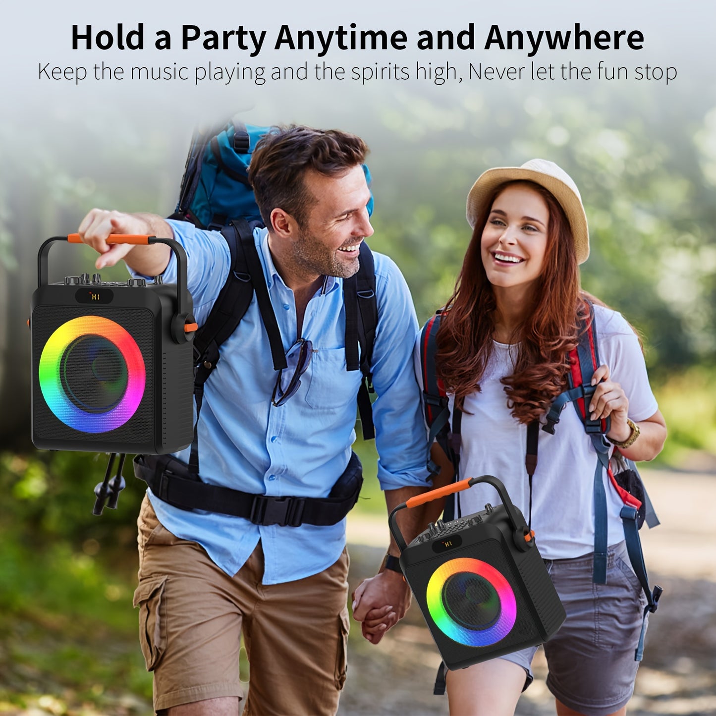 T19-T Karaoke Speaker with 2 Microphones, Karaoke Machine for Adult, Wireless Speaker with Karaoke Function, Home Speaker Karaoke System with RGB Light, Live Streaming Function, Christmas Gift