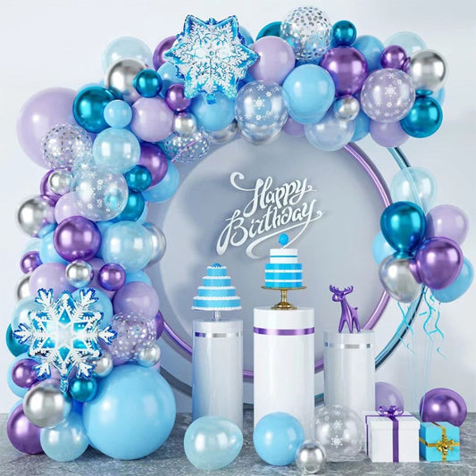 Hot Selling Winter Snowflake Balloon Arch, Wreath & Balloon Chain Decorations - Aluminum Mold Decor Suitable for Christmas, Weddings, Birthdays, New Year - Lightweight & Setup with Balloons & Arch