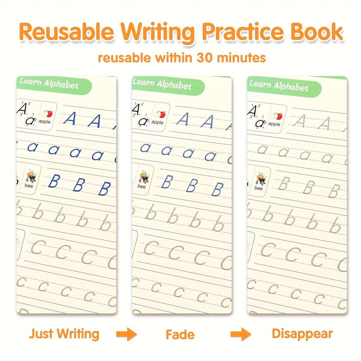Upgraded 3D Groove Handwriting Practice Book For Kids