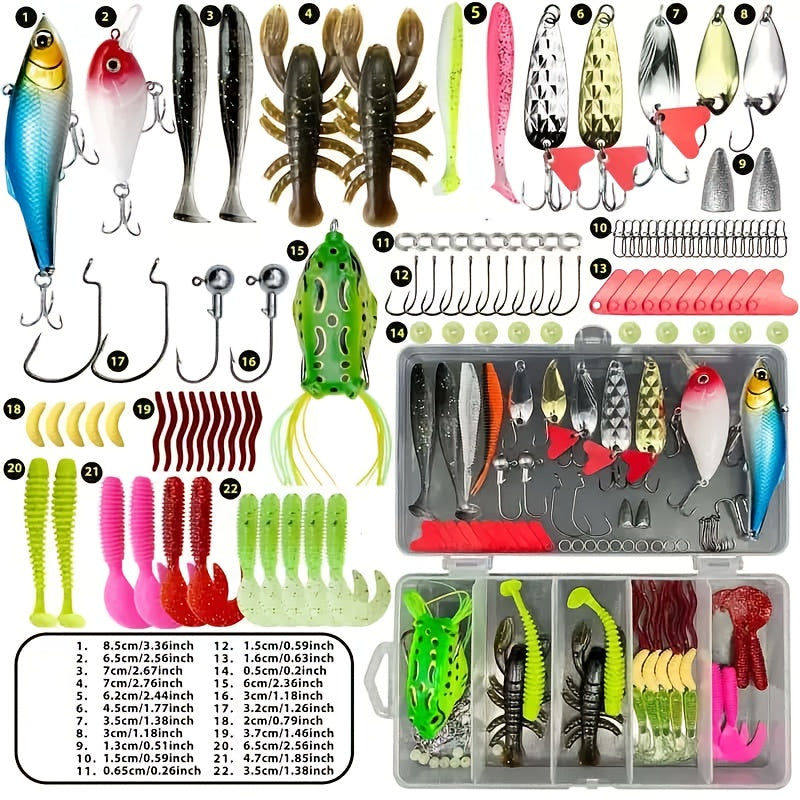 85 Piece Fishing Lure Set With Soft Plastic Worms Crankbaits And Spinnerbaits Lure Heads And Sinkers For Bass And Trout