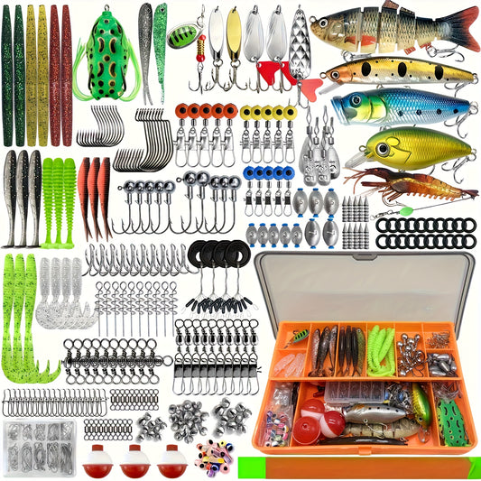 85pcs Fishing Lure Set - Soft Plastic Worms/Crankbaits/Spinnerbaits with Lure Heads and Sinkers, Fishing Tackle Box Set, Suitable for Bass Trout Freshwater