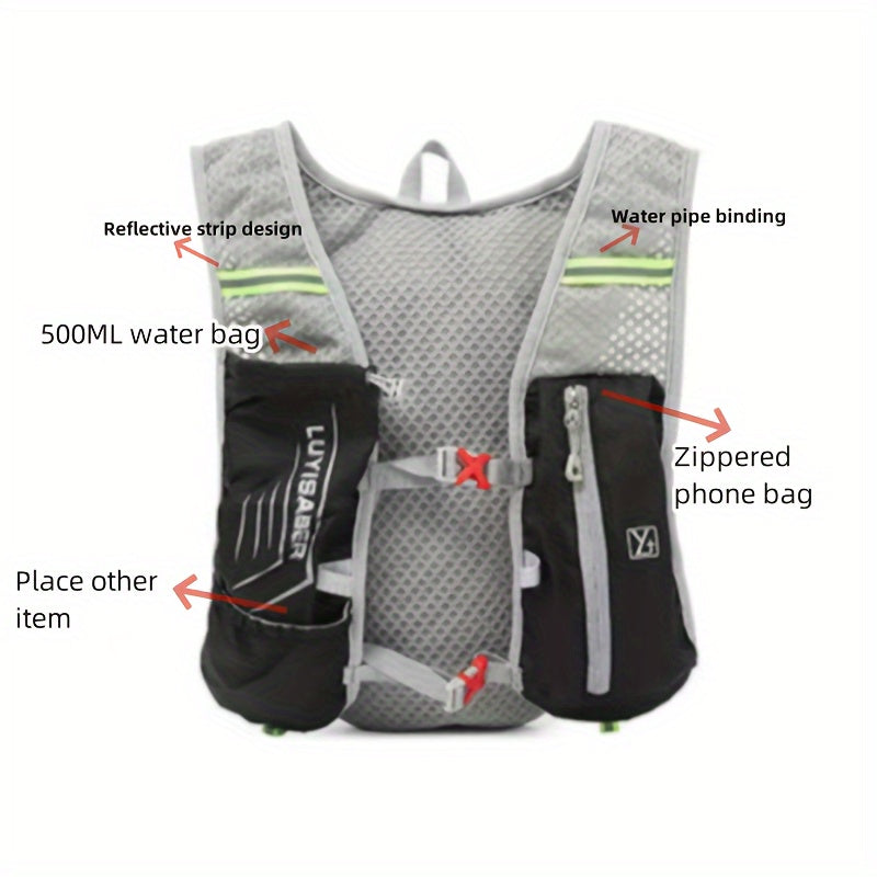 3pcs (backpack + 67.63oz water bag + 16.91oz soft kettle) Unisex outdoor sports water bag backpack light and breathable design outdoor riding bag marathon water bag hiking supply backpack combination, Travel Essentials, Hikin