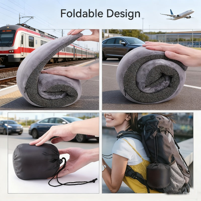Ergonomic Travel Pillow With Cervical Support Height Adjustable Breathable Durable Polyester Pillowcase Carrying Case