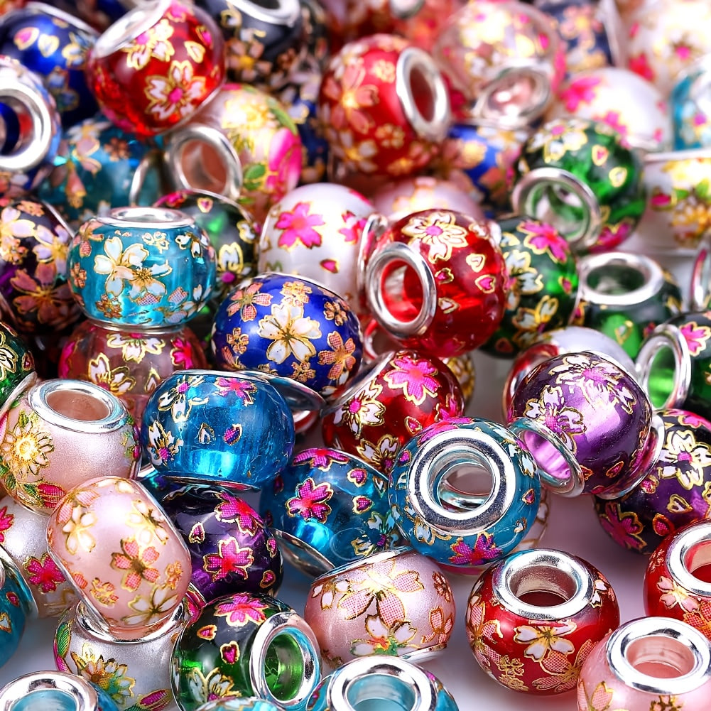 Glass Beaded Beads for Jewelry Making | 50pcs Patterned DIY Craft Beads | Casual Style | Suitable for Beginners