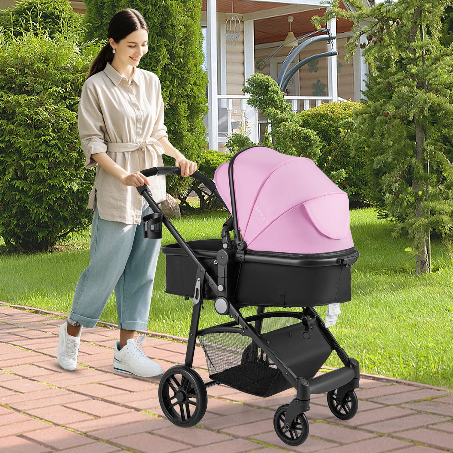 LIFEZEAL 2-in-1 Convertible Baby Stroller Lightweight Foldable