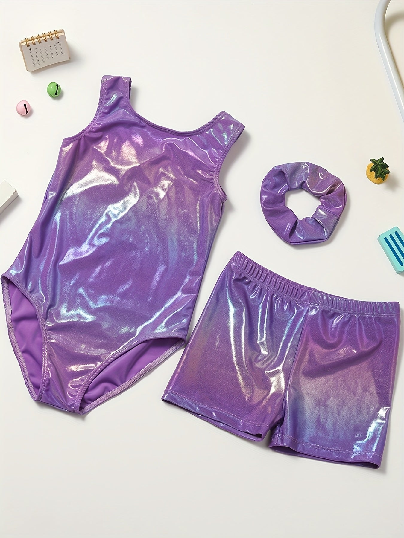 Girls Gymnastics Bodysuit Set With Shorts And Headwear Outdoor
