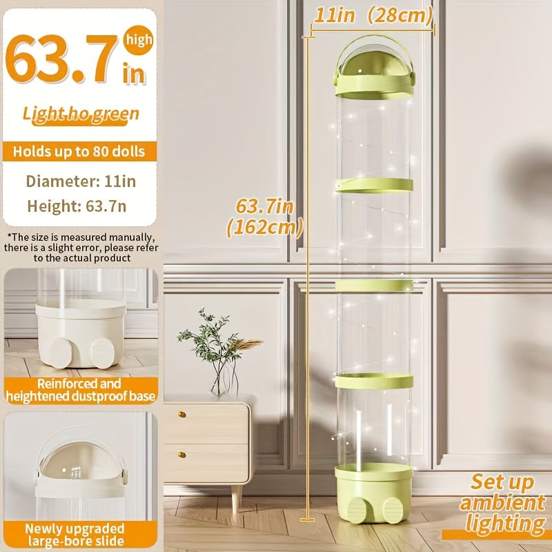 Transparent Four Tier Plush Toy Storage Bin With Waterproof Lid