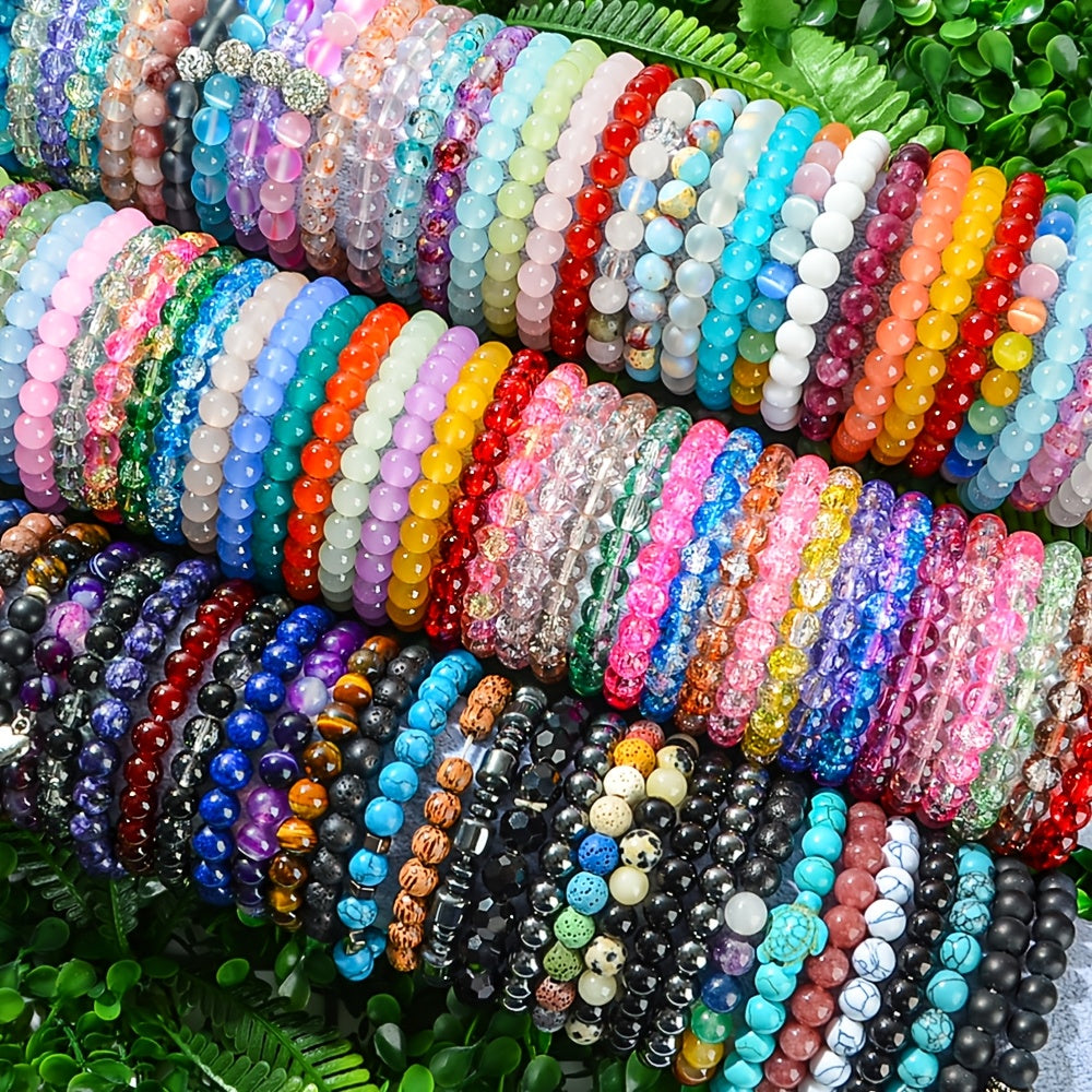 Bohemian Glass Beaded Bracelet 50pcs Set for Men and Women