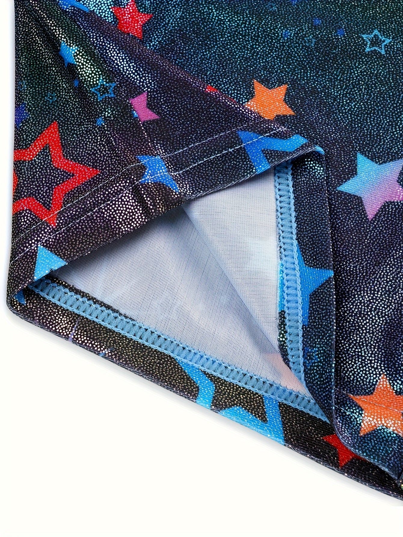 3pcs Gymnastics Leotards for Girls, Youngsters Sleeveless Y-neck Glitter Stars Dance Unitards Biketards with Shorts + Hair Scrunchies Purple, Cute Gymnastics Outfits for Girl, for Outdoor, Perfect for Outdoor