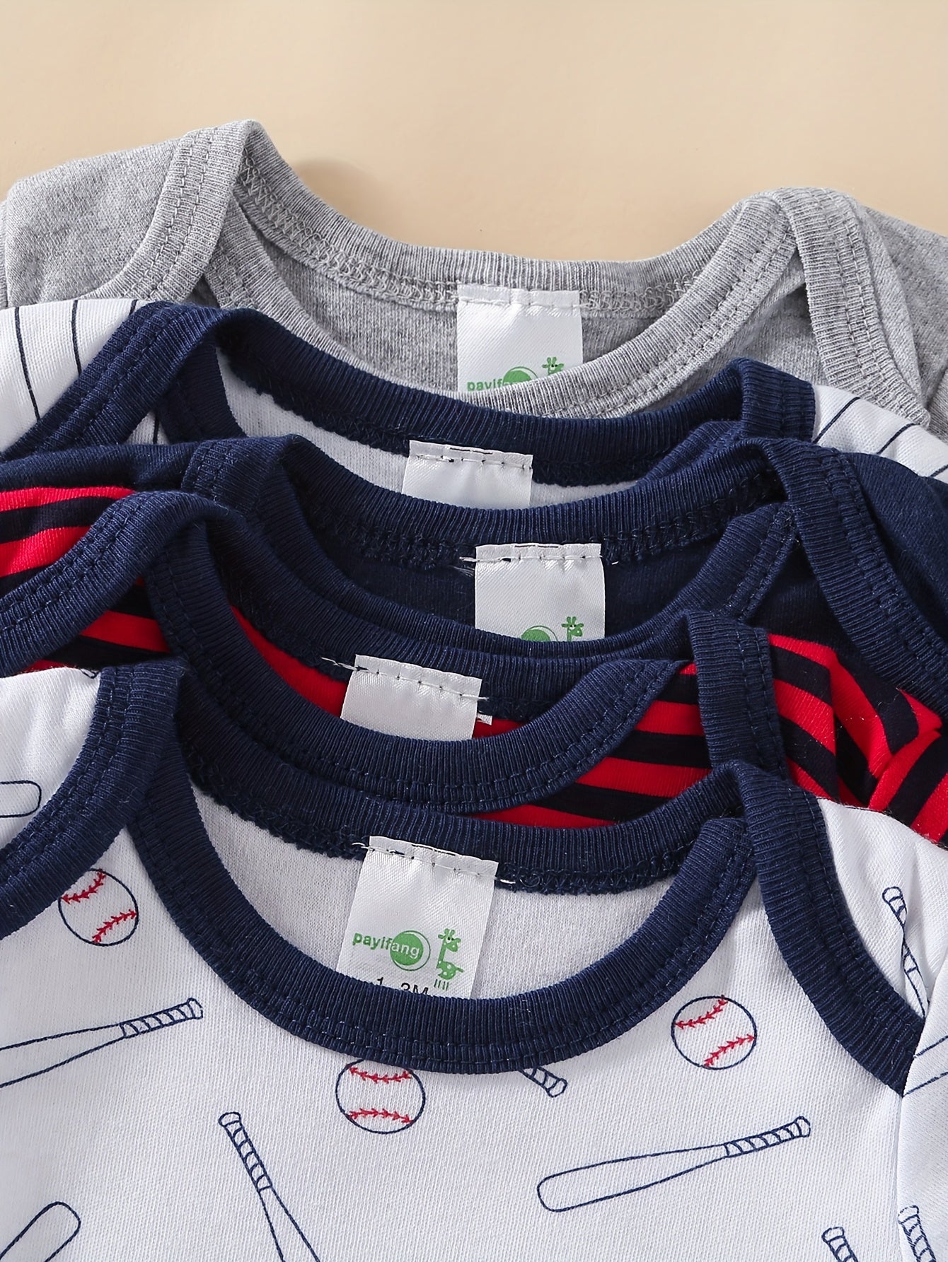 PAYIFANG Baby Boys Baseball Theme Rompers Five Piece Set