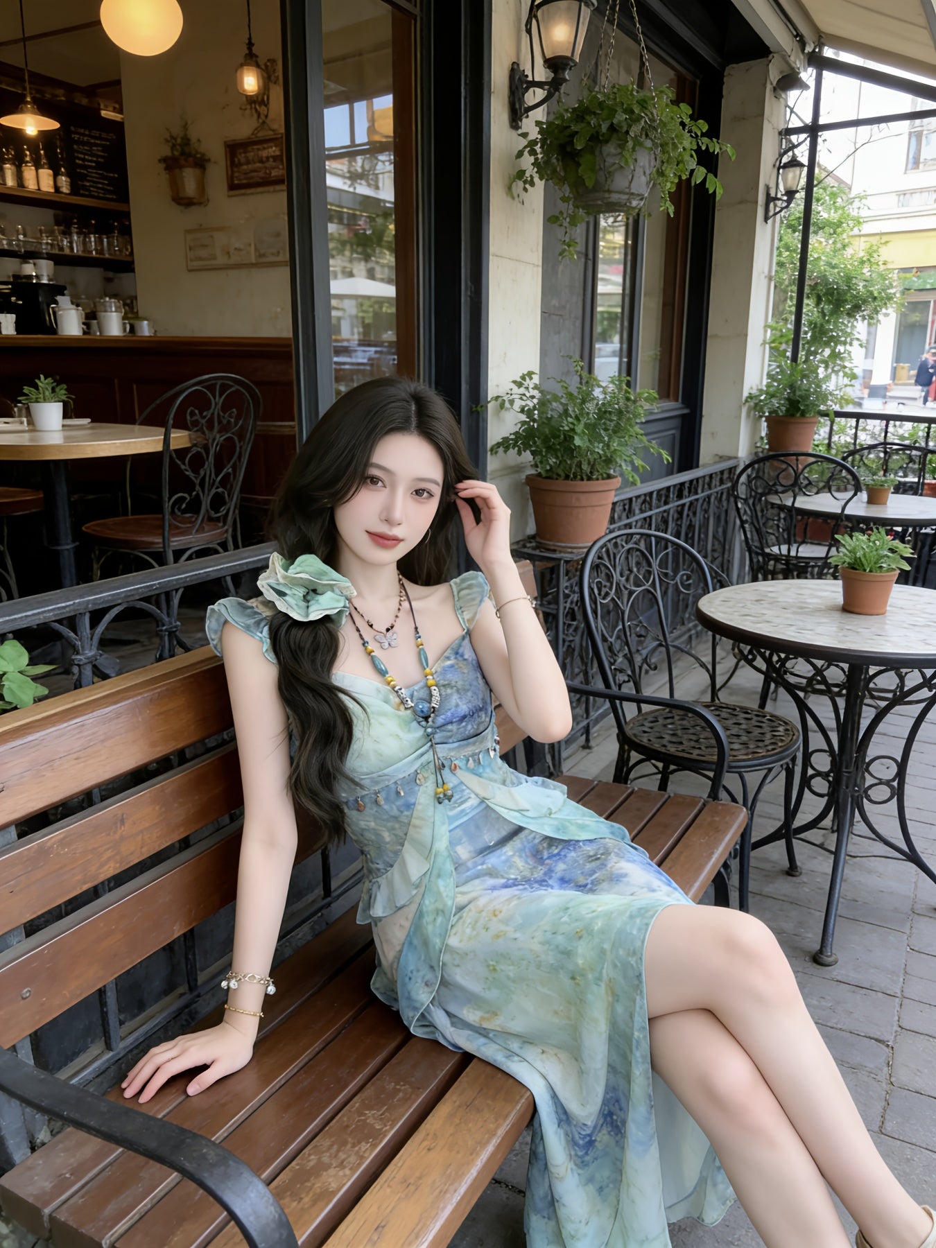 Vacation Style Tie-Dye Chiffon New Camisole Elegant Dress for Women, Printed Slim-Fit Fairy Maxi Dress, Stunning Photo-Ready Dress, Perfect Gift Choice
