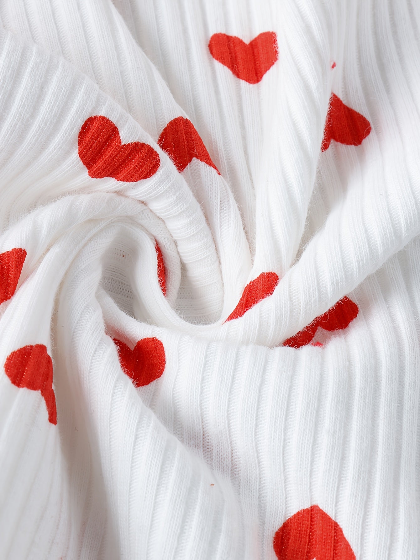 Sweet Style Heart Print Two Piece Girls Valentine Day Outfit