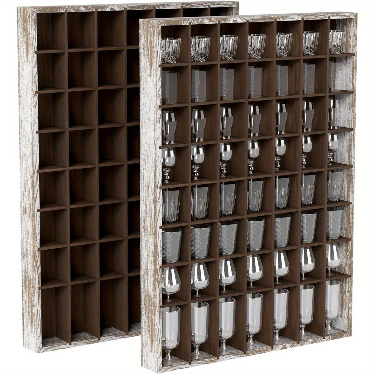 Nisorpa Wall Mounted Display Cases for Shot Glasses 56 Slots