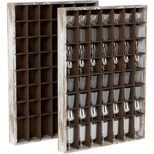 Nisorpa Wall Mounted Display Cases for Shot Glasses 56 Slots