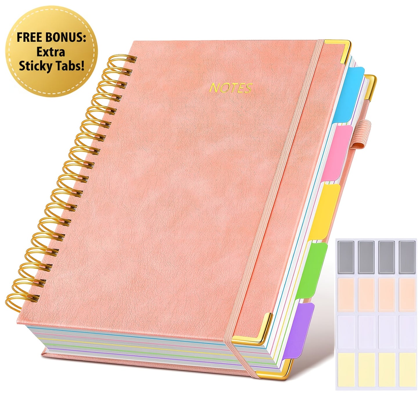 Hardcover Spiral Notebook With Removable Dividers And Tabs 300 Pages